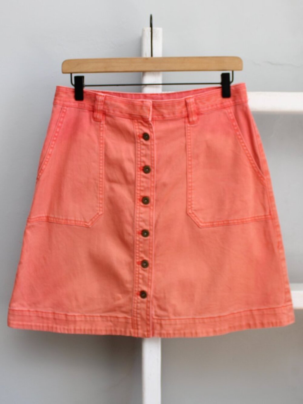 Anthropologie Pilcro & the Letterpress Orange Chino Button Utility Skirt Size 4